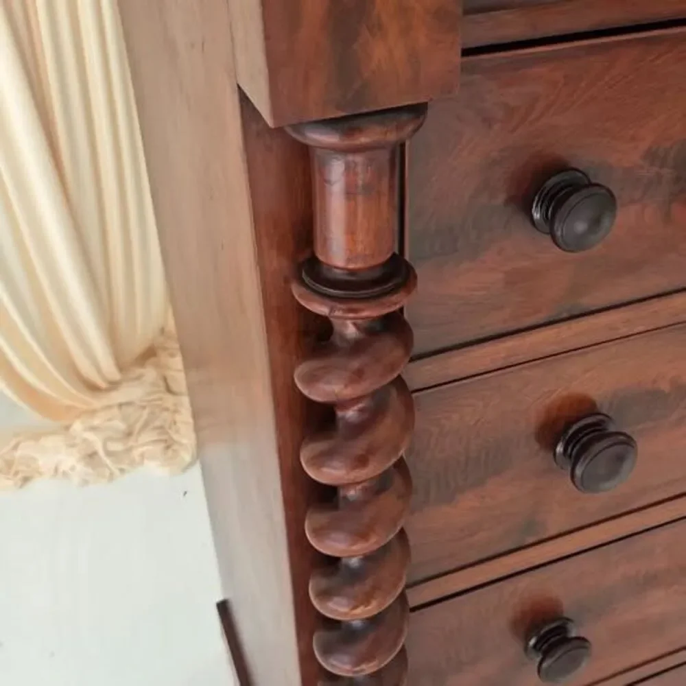 Antique Victorian Mahogany Chest of Drawers late 1800s With Barley Twist Columns